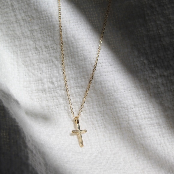 Gold Toned Cross Necklace - Picture 2 of 6